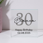 Personalised 30th Birthday Name Glass Square Block - Glass Block