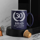 Personalised 30th Birthday Crest Mug - Dark Blue - Mugs