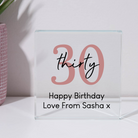Personalised 30th Birthday Glass Square Block - Glass Block