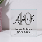 Personalised 40th Birthday Name Glass Square Block - Glass Block