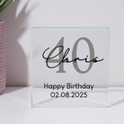 Personalised 40th Birthday Name Glass Square Block - Glass Block