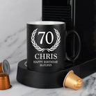 Personalised 70th Birthday Crest Mug - Black - Mugs