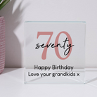 Personalised 70th Birthday Glass Square Block - Glass Block