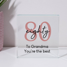 Personalised 80th Birthday Glass Square Block - Glass Block