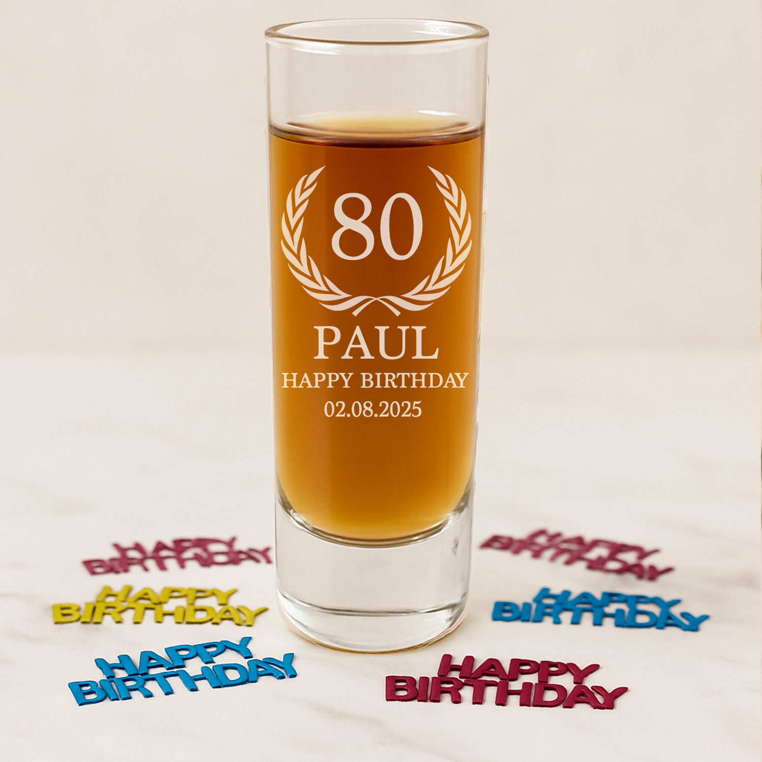 Personalised 80th Birthday Crest Shot Glass - Shot Glass