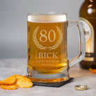 Personalised 80th Birthday Crest Glass Pint Stern Tankard - Beer Glasses
