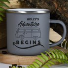 Personalised Adventure Begins Enamel Camping Mug - Mugs