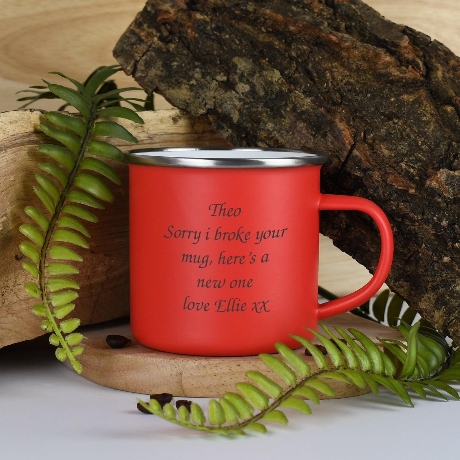 Personalised Any Message Enamel Camping Mug - Red - Mugs