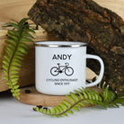 Personalised Cycling Bike Enamel Camping Mug - White - Mugs