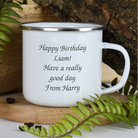 Personalised Any Message Enamel Camping Mug - White - Mugs