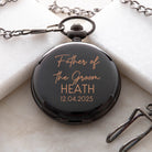Personalised Father of the Groom Wedding Black Pocket Fob Watch - Pocket Watches