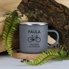 Personalised Cycling Bike Enamel Camping Mug - Grey - Mugs