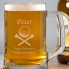 Personalised Golf & Tees Glass Pint Stern Tankard - Beer Glasses
