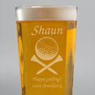 Personalised Golf & Tees Pint Glass - Beer Glasses