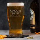 Personalised Groom Tulip Pint Glass - Beer Glasses