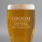 Personalised Groom Tulip Pint Glass - Beer Glasses