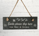 Personalised “Santa Please Stop Here” Slate Sign | Engraved