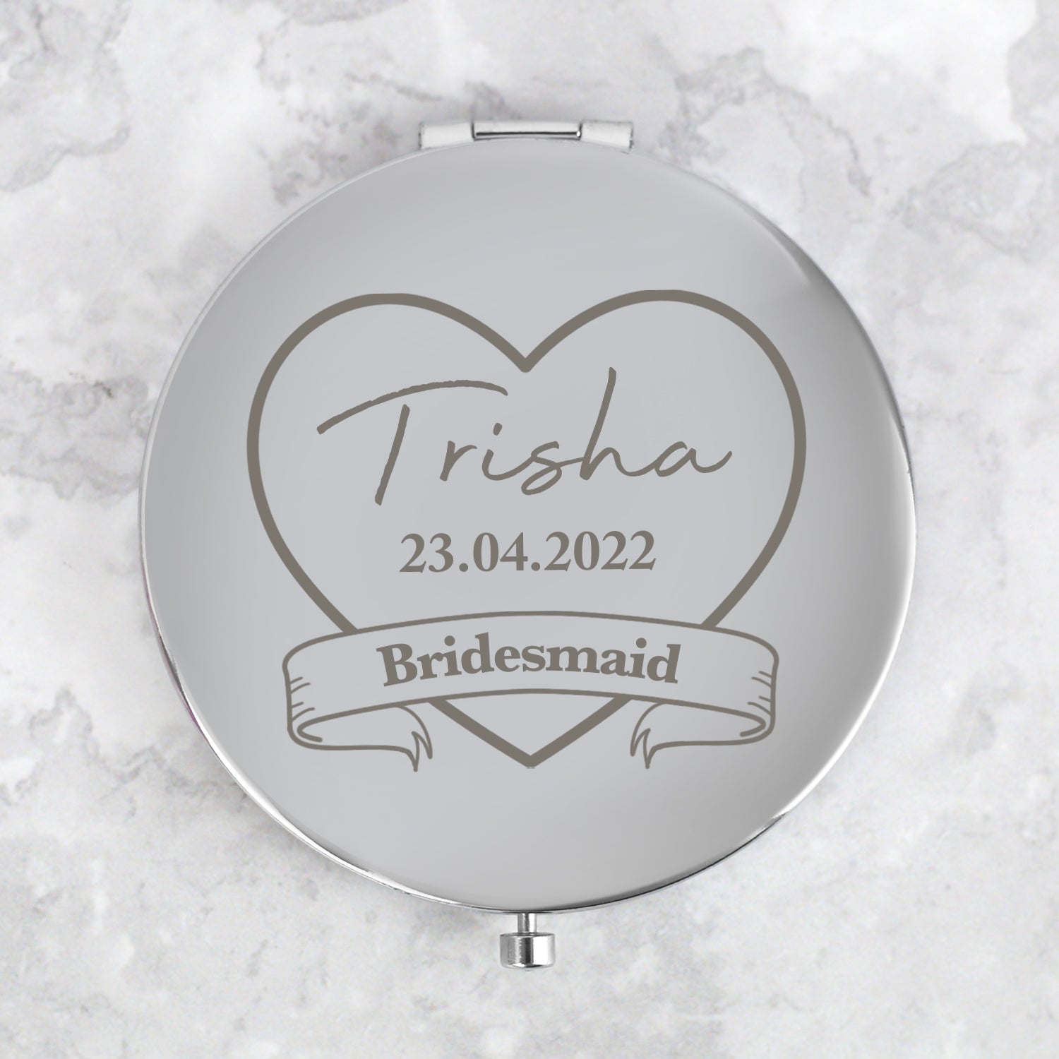 Personalised Bridesmaid Silver Compact Mirror - Compact Mirror