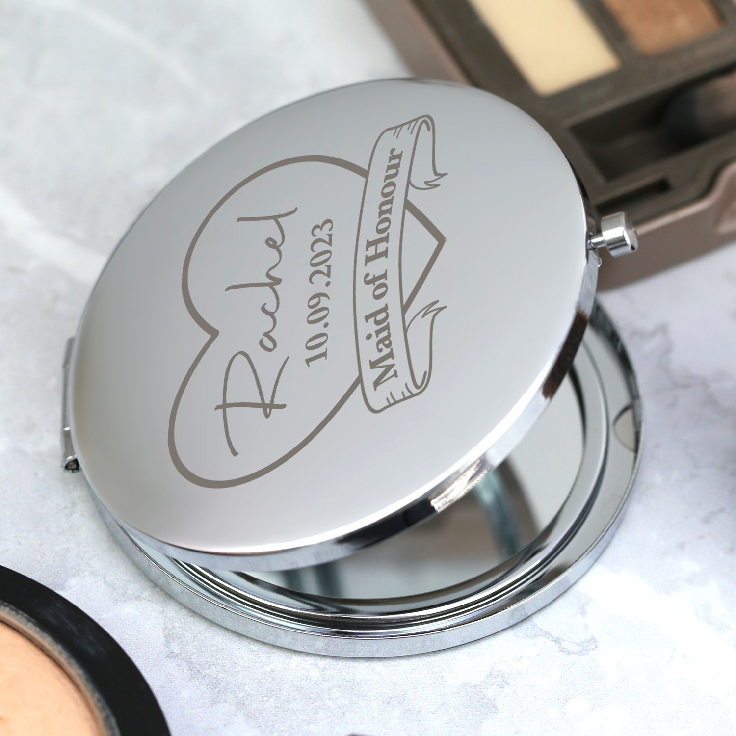 Personalised Maid Of Honour Silver Compact Mirror - Compact Mirror