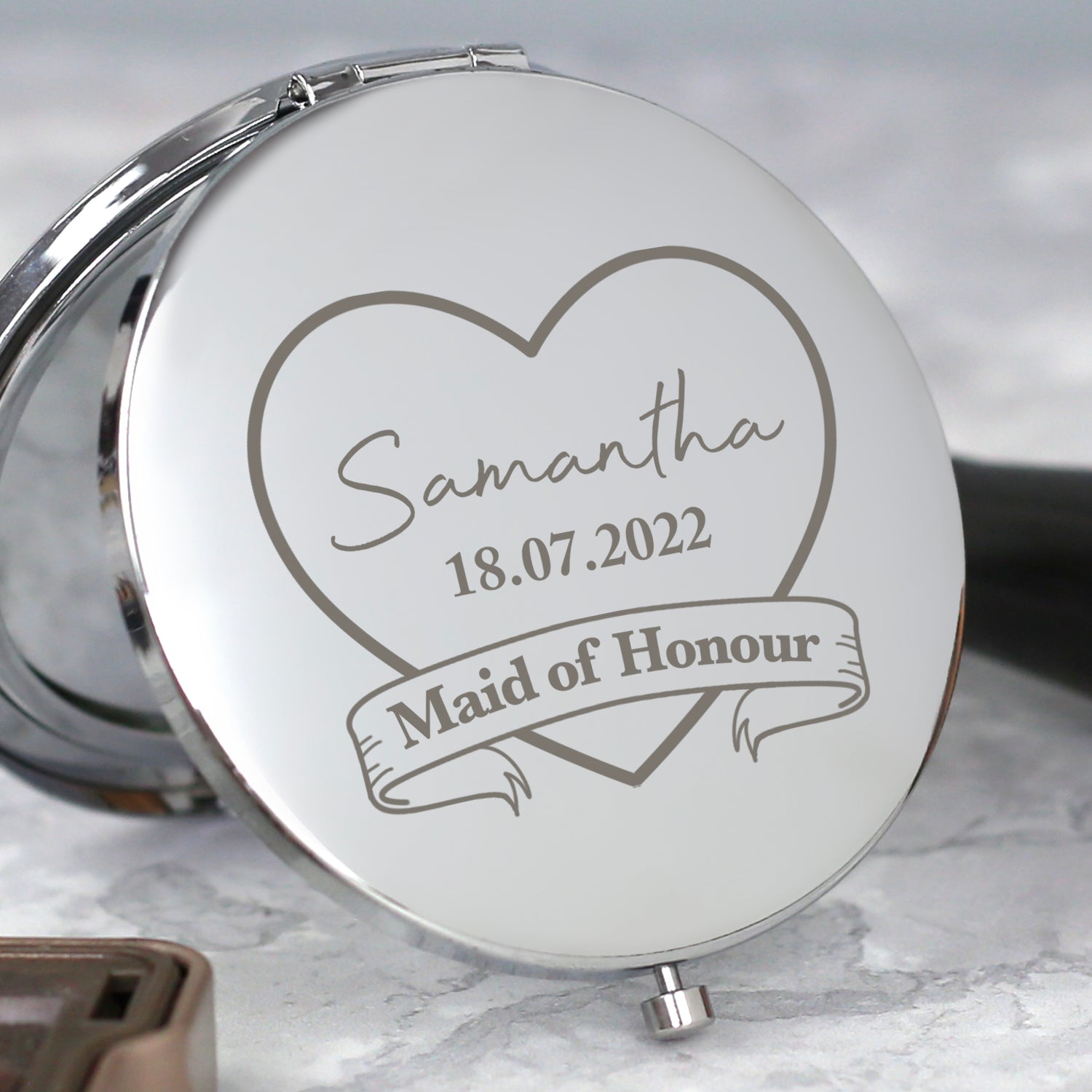 Personalised Maid Of Honour Silver Compact Mirror - Compact Mirror