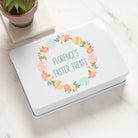 Personalised Floral Easter Chocolate White Metal Storage Tin - Storage Tin