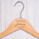 Personalised Mens Large Name Natural Wood Wedding Hangers
