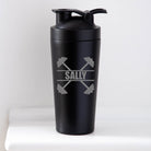 Personalised Bar Bell Protein Shaker Bottle - Black - Protein Shaker Bottles
