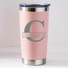 Personalised Initial & Name Insulated Travel Cup | Engraved - Pink - Thermos Water Bottles