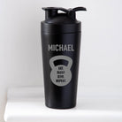 Personalised Kettle Bell Protein Shaker Bottle - Black - Protein Shaker Bottles