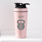 Personalised Kettle Bell Protein Shaker Bottle - Pink - Protein Shaker Bottles