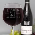 Personalised 21st Birthday Aged Bottle of Wine Glass - Wine Glasses