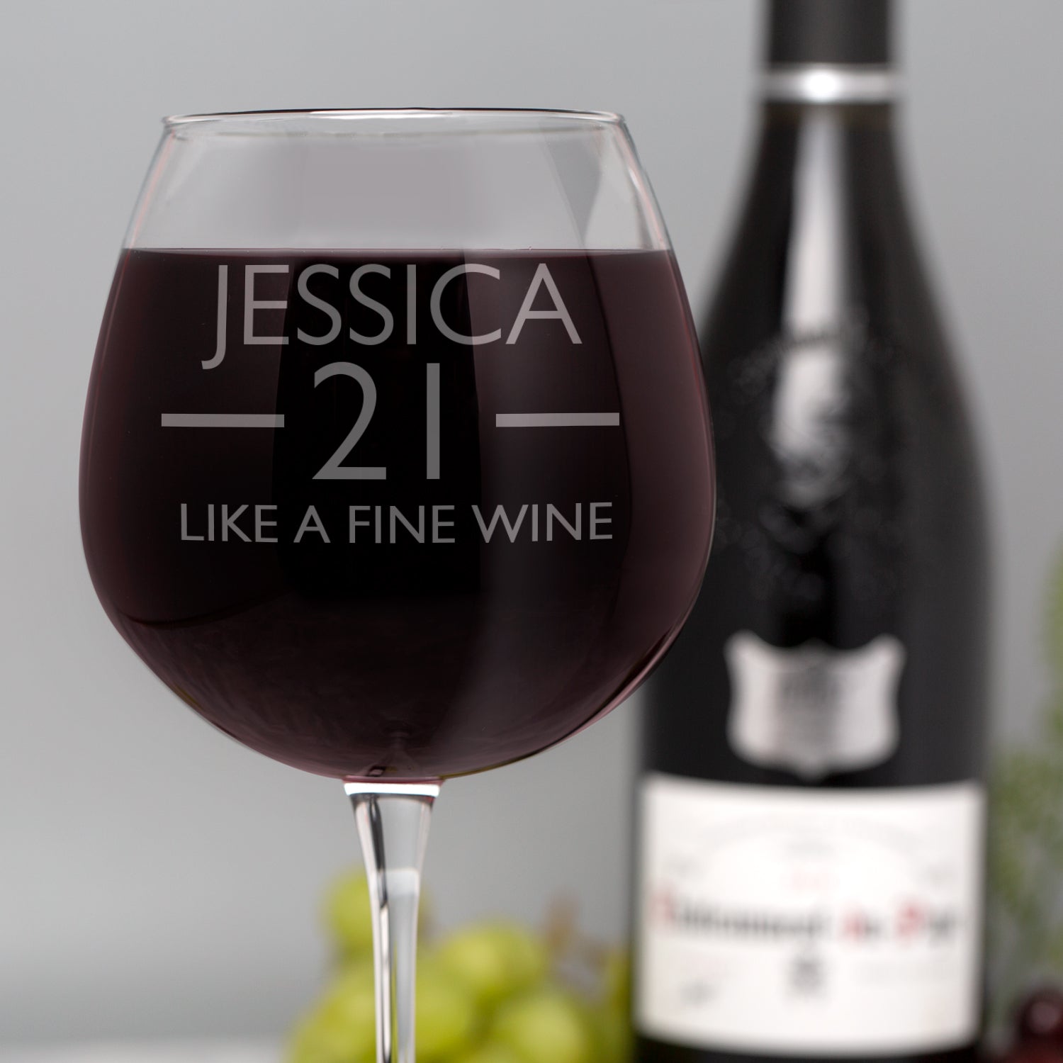 Personalised 21st Birthday Aged Bottle of Wine Glass - Wine Glasses