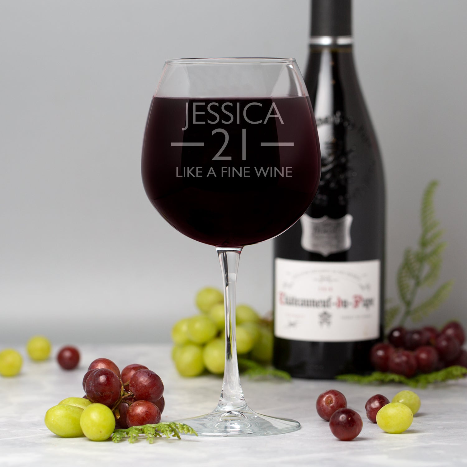 Personalised 21st Birthday Aged Bottle of Wine Glass - Wine Glasses