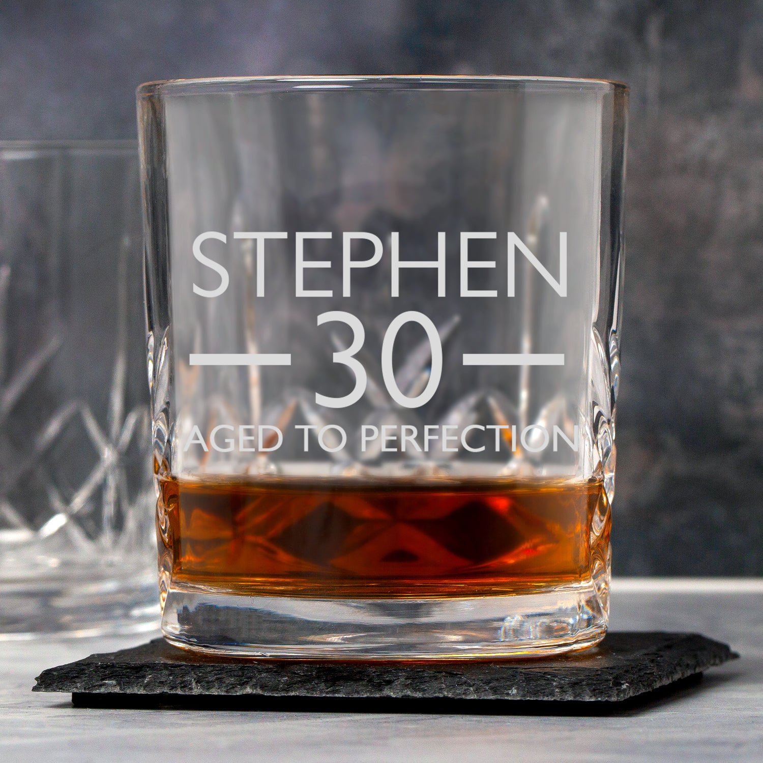 Personalised 30th Birthday Aged Crystal Panel Glass Tumbler  Engraved   Spoken Gifts LTD