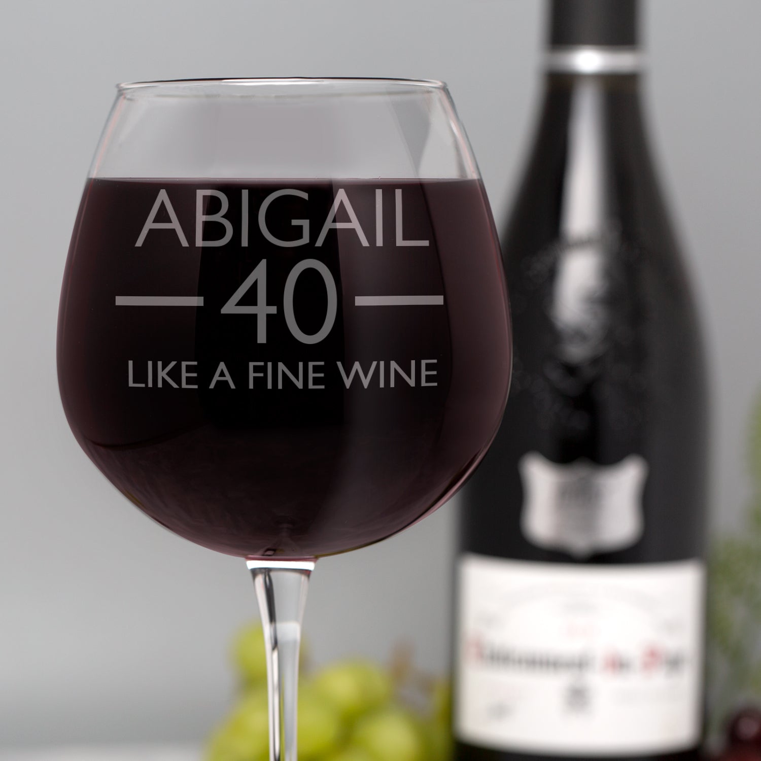 Personalised 40th Birthday Aged Bottle of Wine Glass  Spoken Gifts LTD
