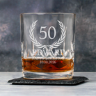 Personalised 50th Birthday Crest Crystal Glass Tumbler - Glass Tumblers