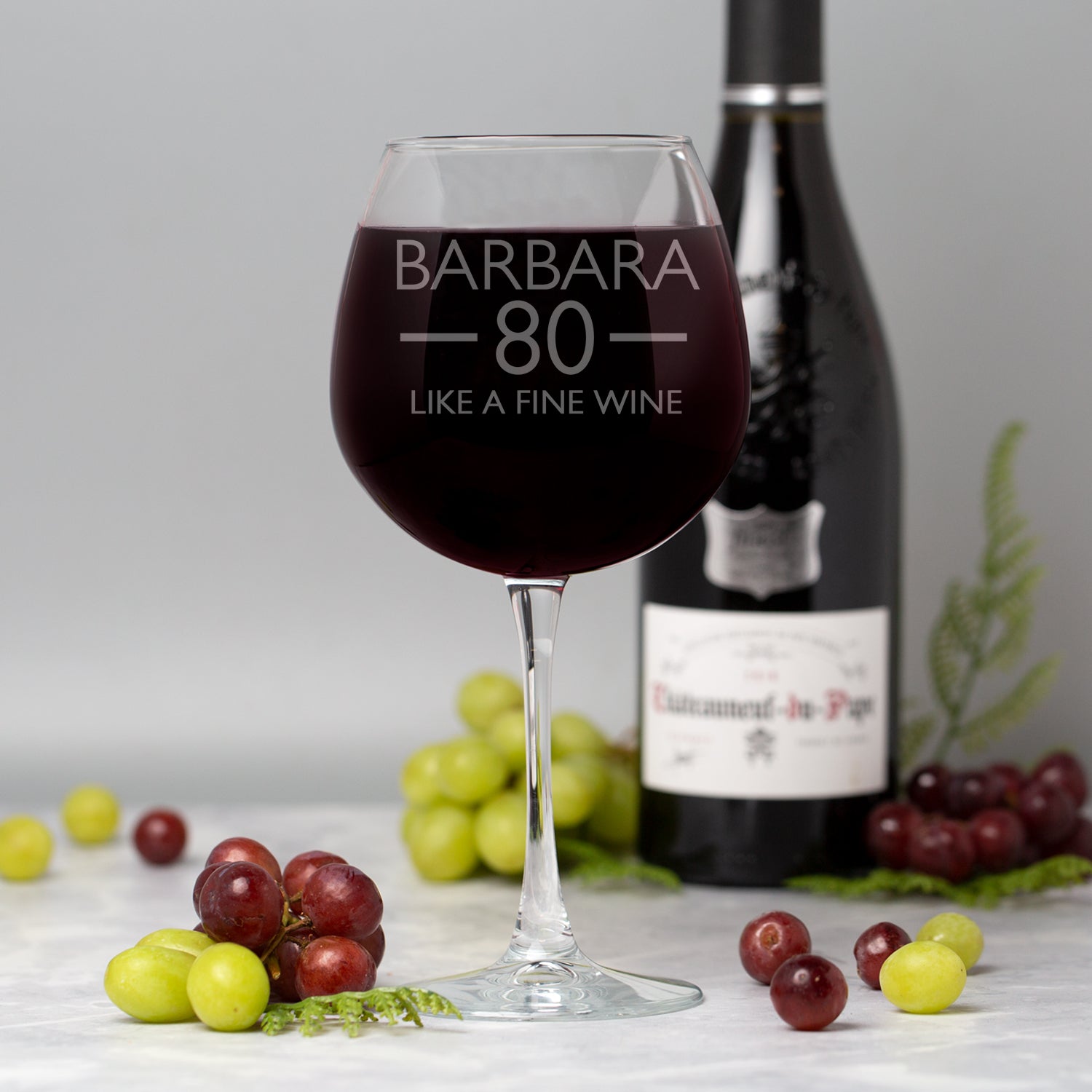 Personalised 80th Birthday Aged Bottle of Wine Glass - Wine Glasses