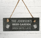 Personalised Beer Garden Hanging Slate Sign