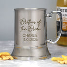 Personalised Brother of the Bride Script Wedding Silver Stainless Steel Tankard - Stainless Steel Tankards