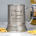 Personalised Father of the Groom Script Wedding Silver Stainless Steel Tankard - Stainless Steel Tankards