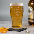 Personalised Father of the Bride Bow Tie Tulip Pint Glass - Beer Glasses