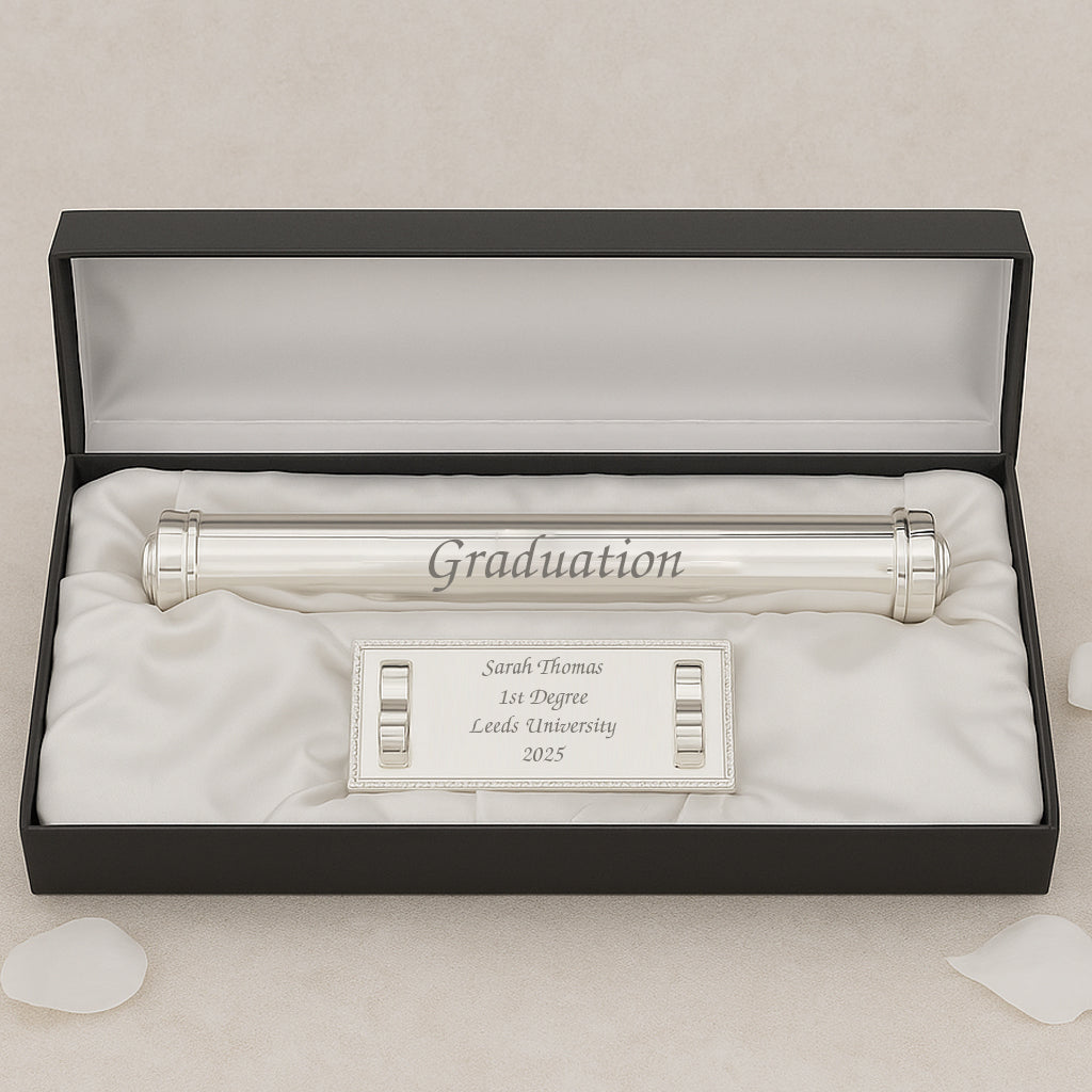 Personalised Graduation Silver Plated Certificate Holder – Spoken Gifts LTD