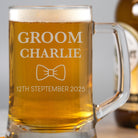 Personalised Groom Bow Tie Glass Pint Stern Tankard - Beer Glasses