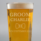 Personalised Groom Bow Tie Pint Glass - Beer Glasses