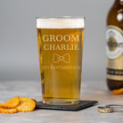 Personalised Groom Bow Tie Pint Glass - Beer Glasses