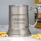 Personalised Groomsman Script Wedding Silver Stainless Steel Tankard - Stainless Steel Tankards