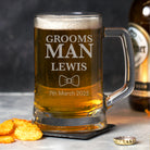Personalised Groomsman Bow Tie Glass Pint Stern Tankard - Beer Glasses