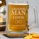 Personalised Groomsman Bow Tie Glass Pint Stern Tankard - Beer Glasses