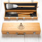 Personalised King Of The Grill Wooden BBQ Tool Set - BBQ Sets