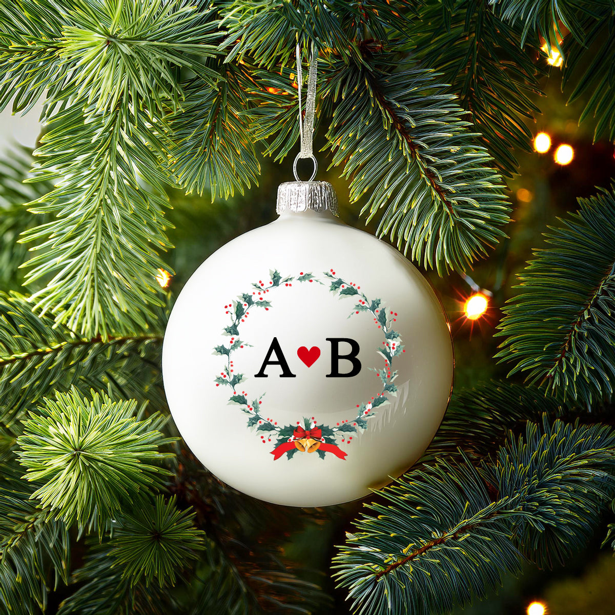 Personalised Monogram Wreath Christmas Bauble - Baubles